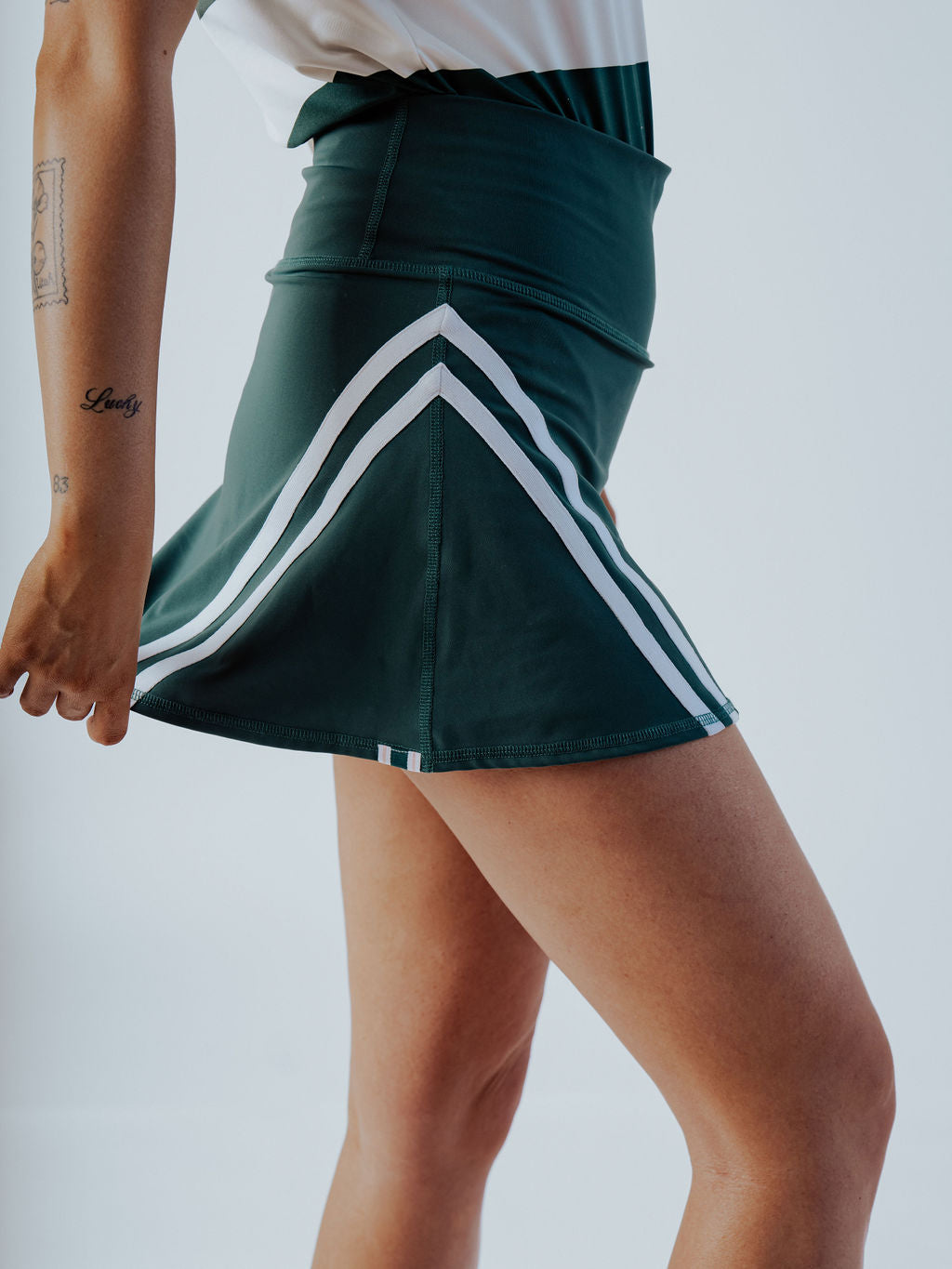 George Skirt - Green/ White Stripes