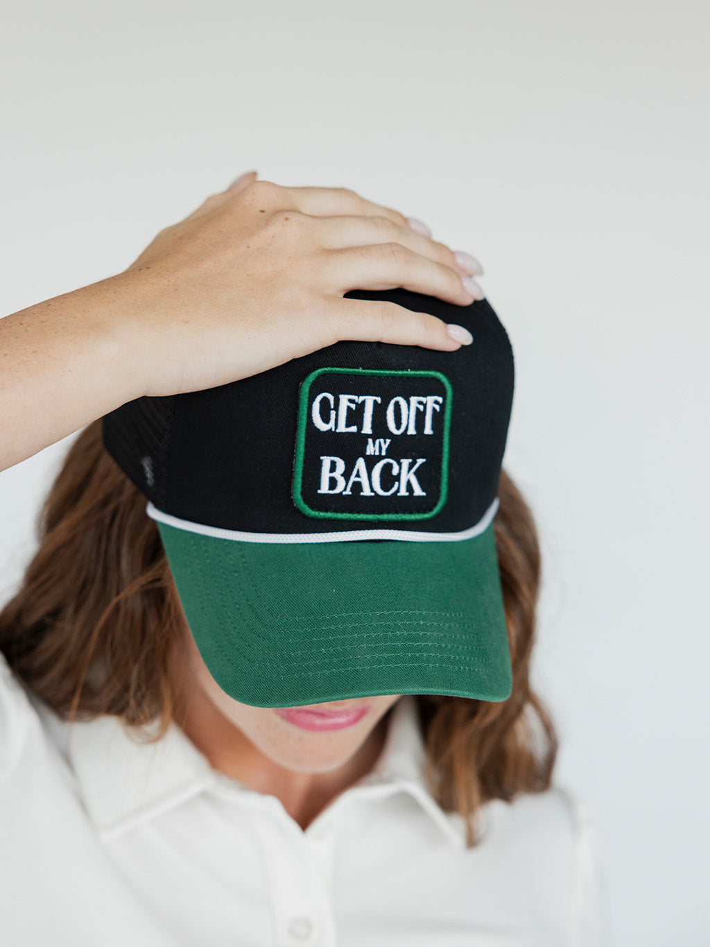 Get Off My Back Hat - White/Black