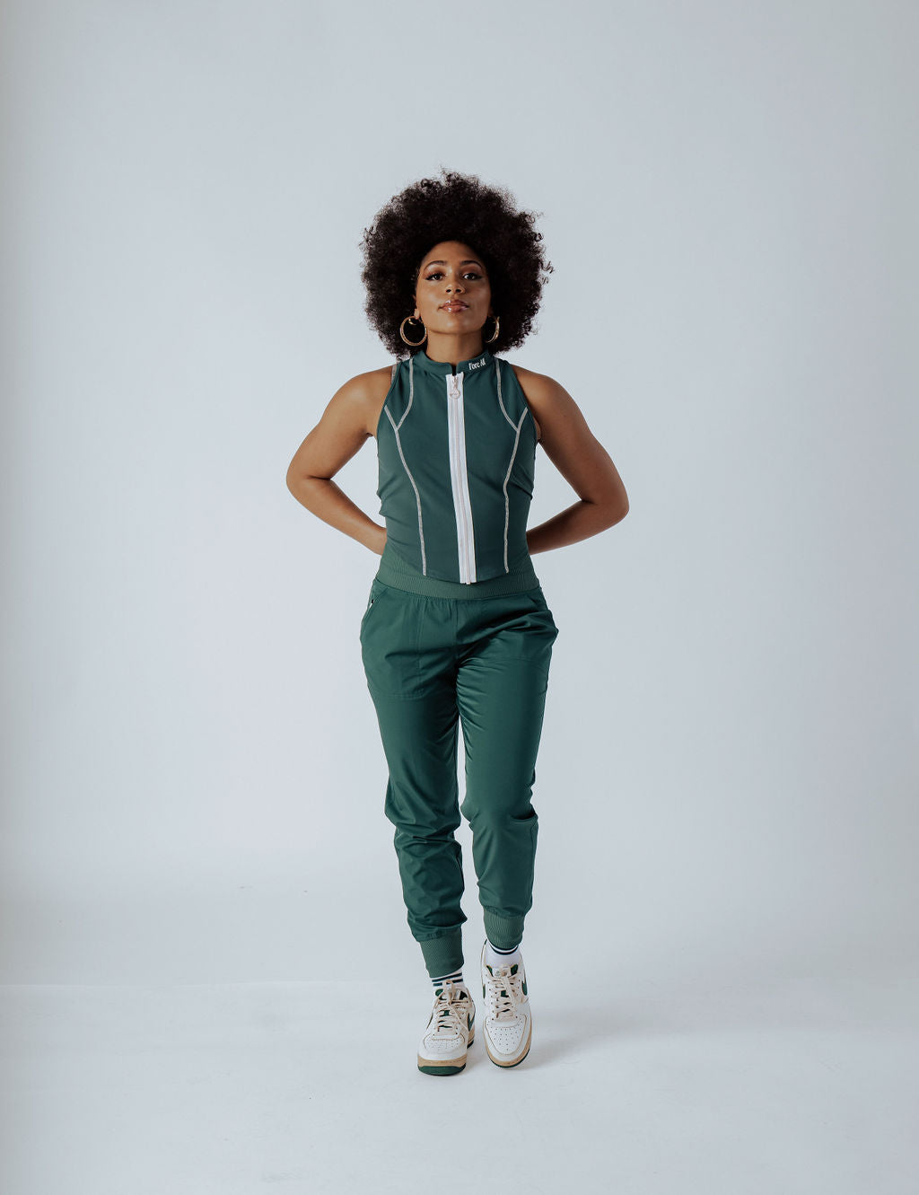 Louise Full Zip - Green Checkered