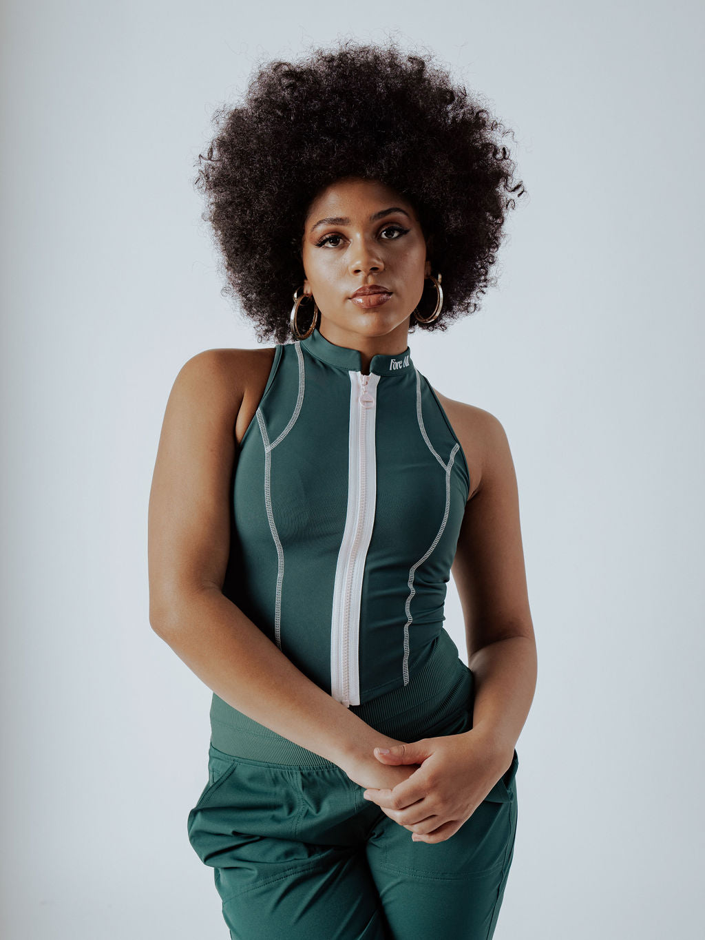 Louise Full Zip - Green Checkered