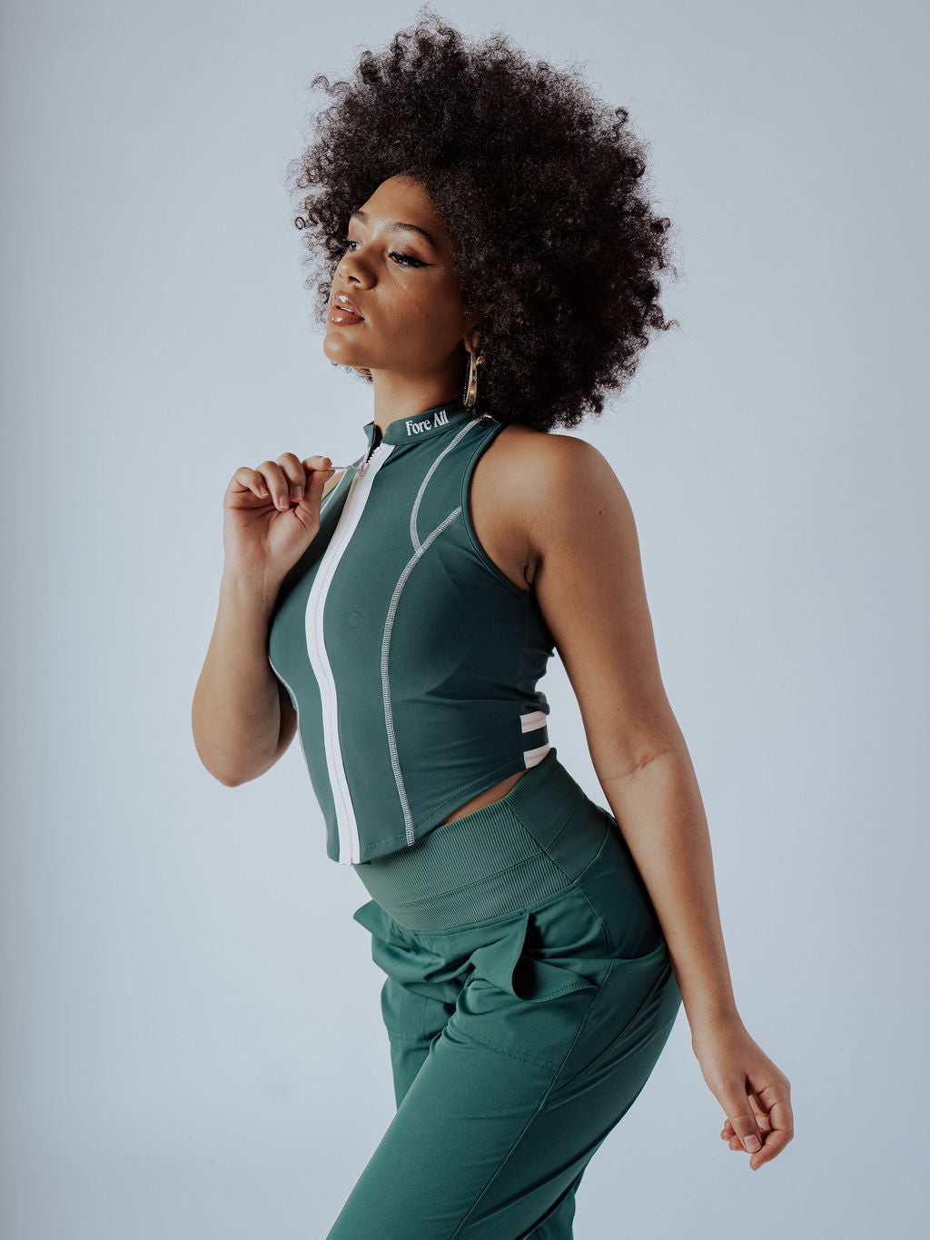 Louise Full Zip - Green Checkered