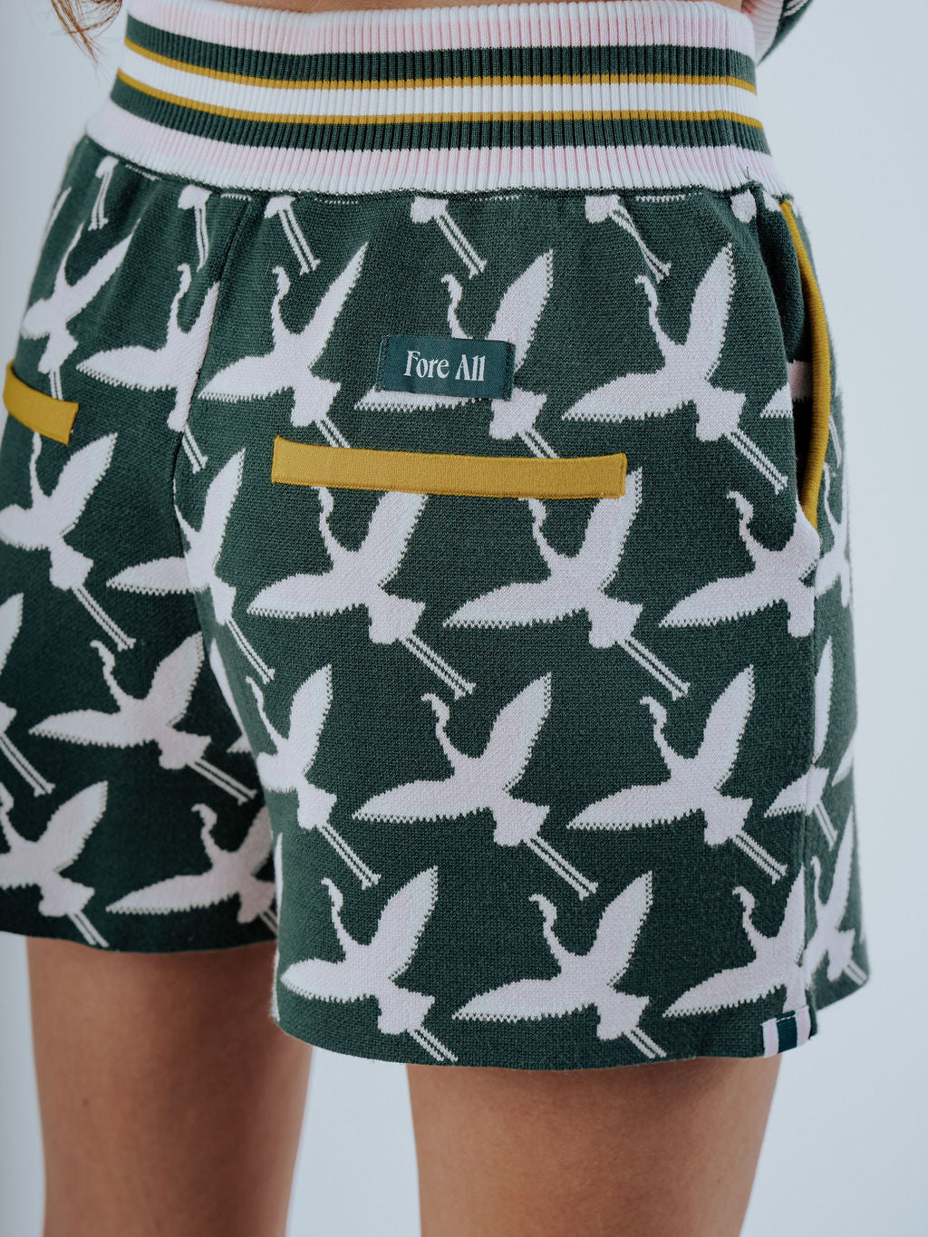 Flora Shorts - Green Flamingo