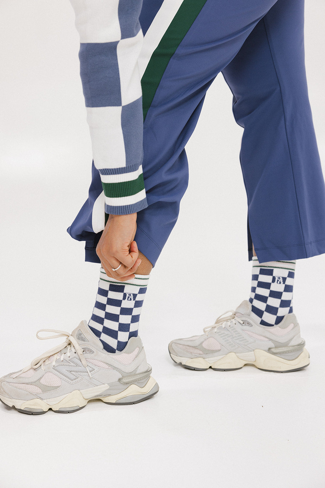 Charlie Crew Sock - Indigo/White Checkered