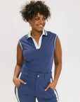 Charlotte Sleeveless Polo - Indigo