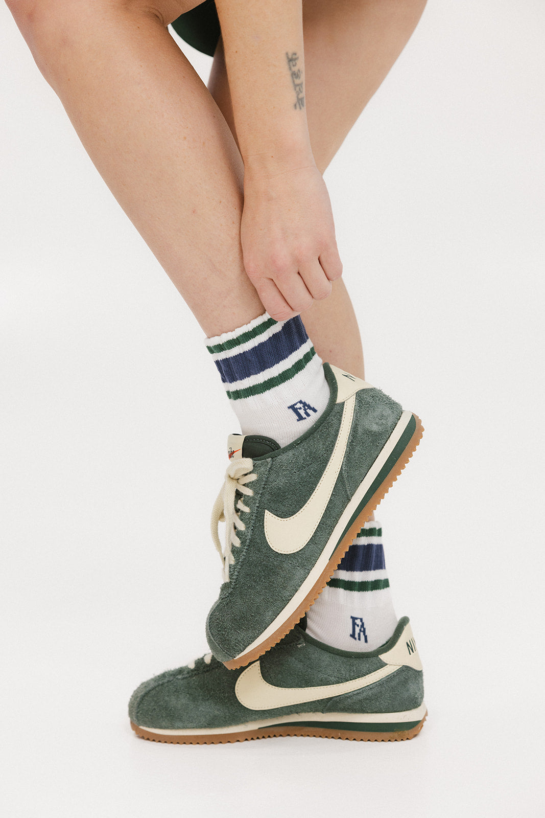 Retro Ankle Sock - Green/Blue