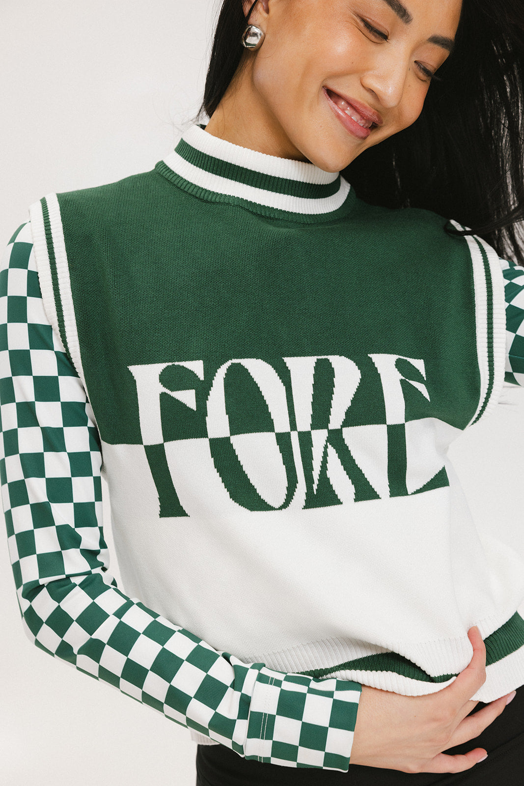 Fore Sleeveless Sweater - Green/White