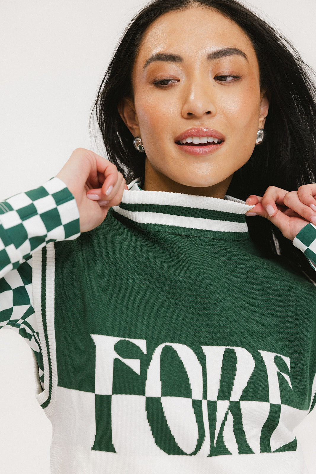 Fore Sleeveless Sweater - Green/White