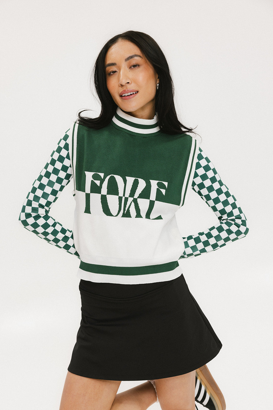 Fore Sleeveless Sweater - Green/White