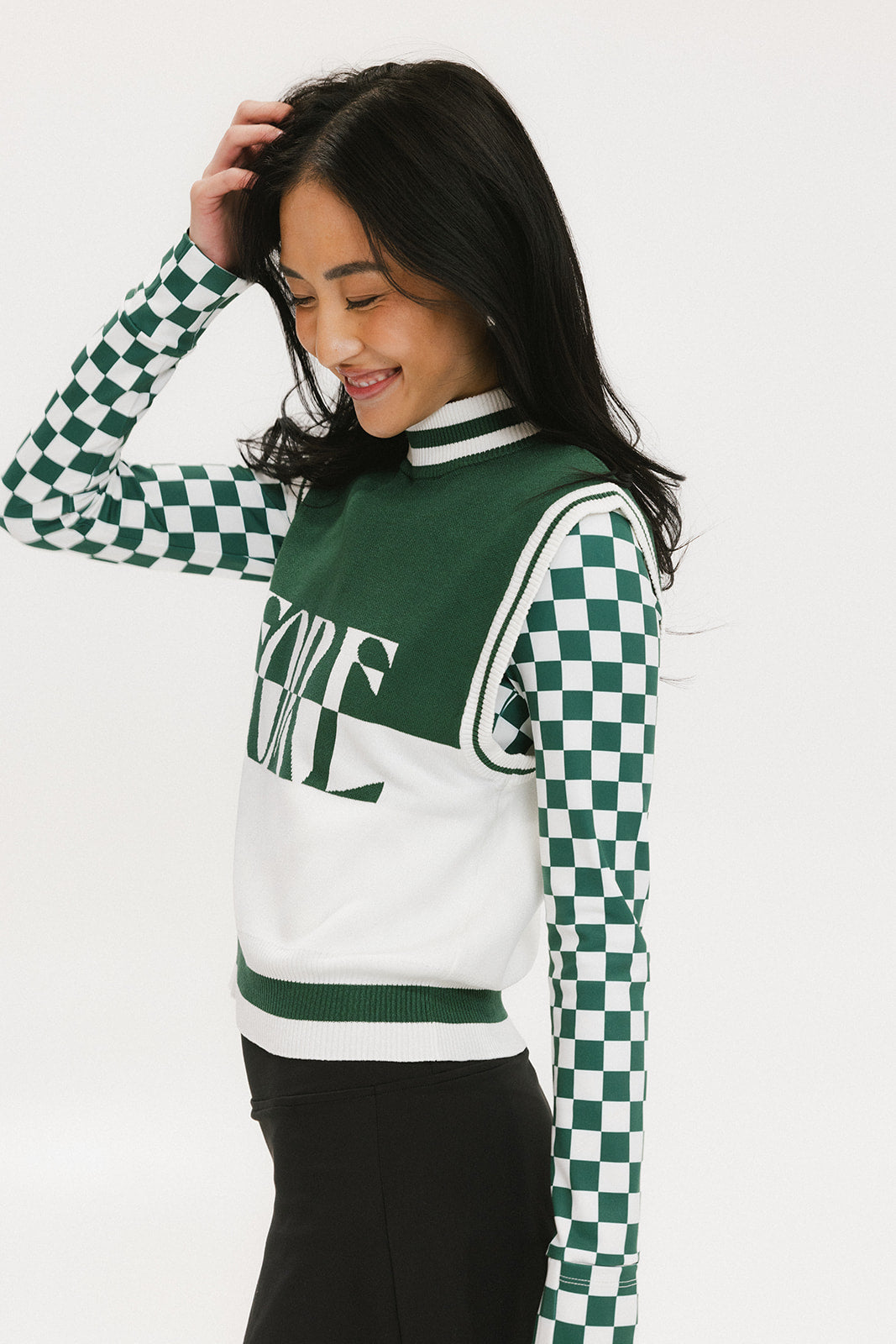 Fore Sleeveless Sweater - Green/White