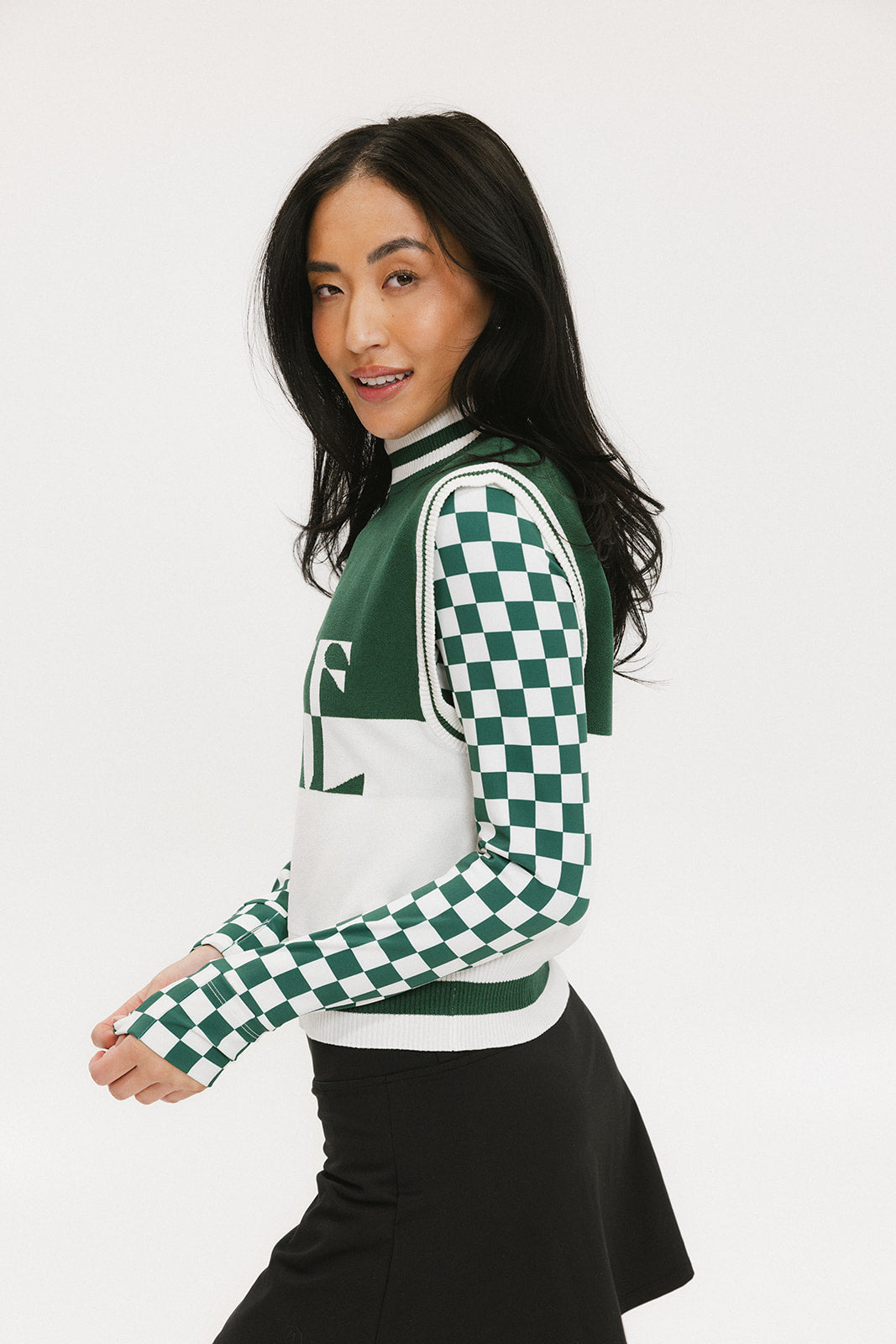 Fore Sleeveless Sweater - Green/White