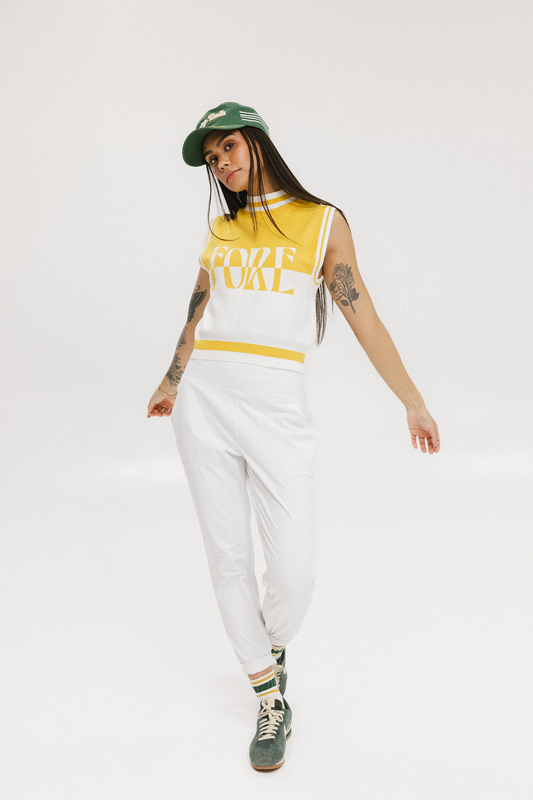 Fore Sleeveless Sweater - Mustard/White