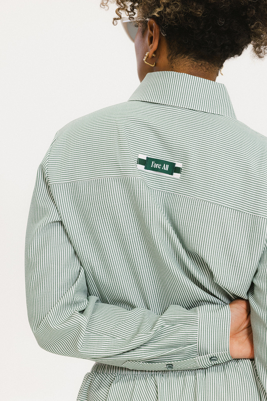 Victoria Button Up - Green Stripe