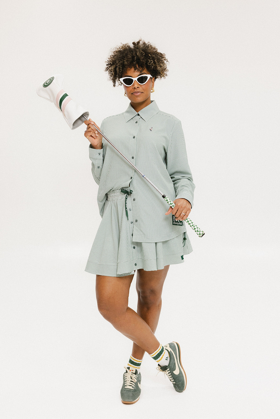 Victoria Button Up - Green Stripe