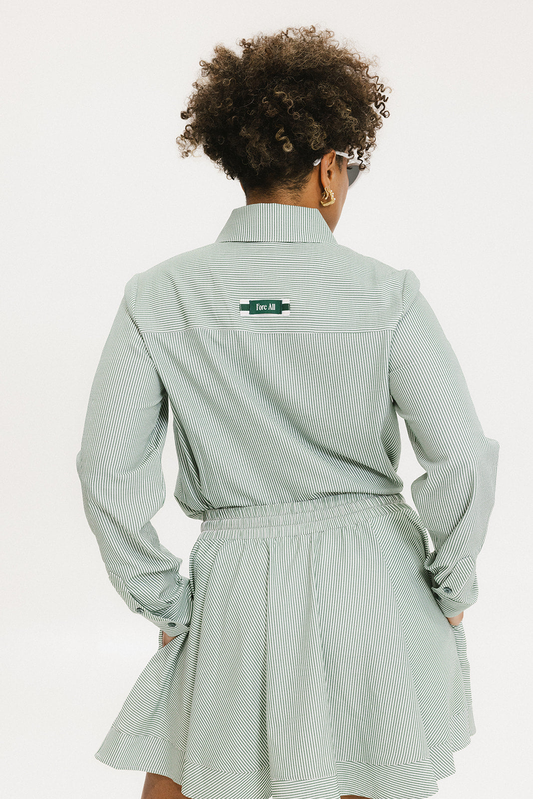 Victoria Button Up - Green Stripe