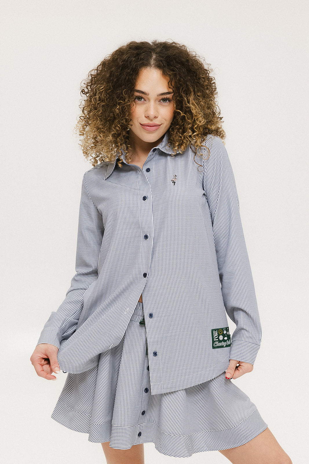 Victoria Button Up - Indigo Stripe