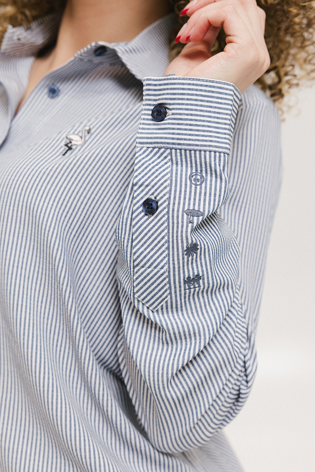 Victoria Button Up - Indigo Stripe