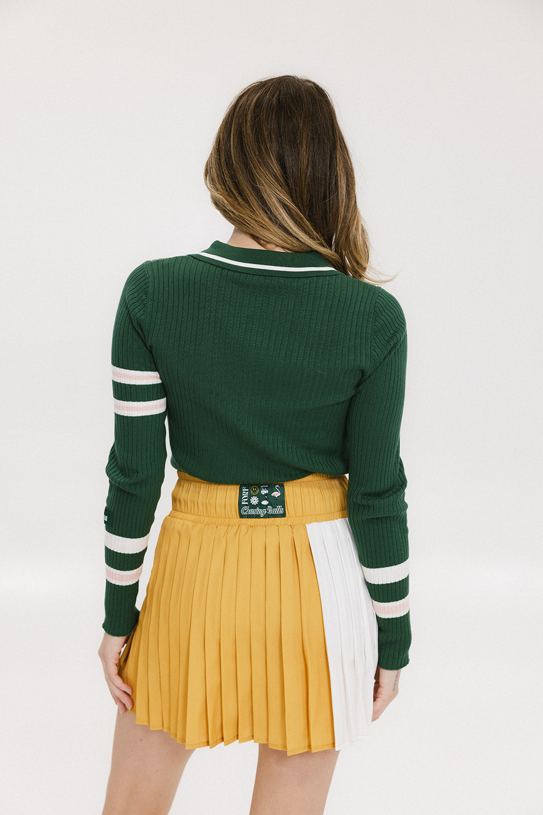 Alice Ribbed Keyhole Polo - Green