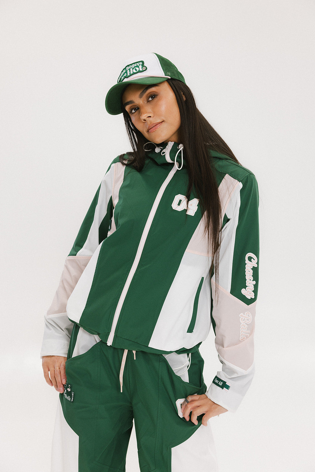 Caitlin Warm-Up Jacket - Green/Pink