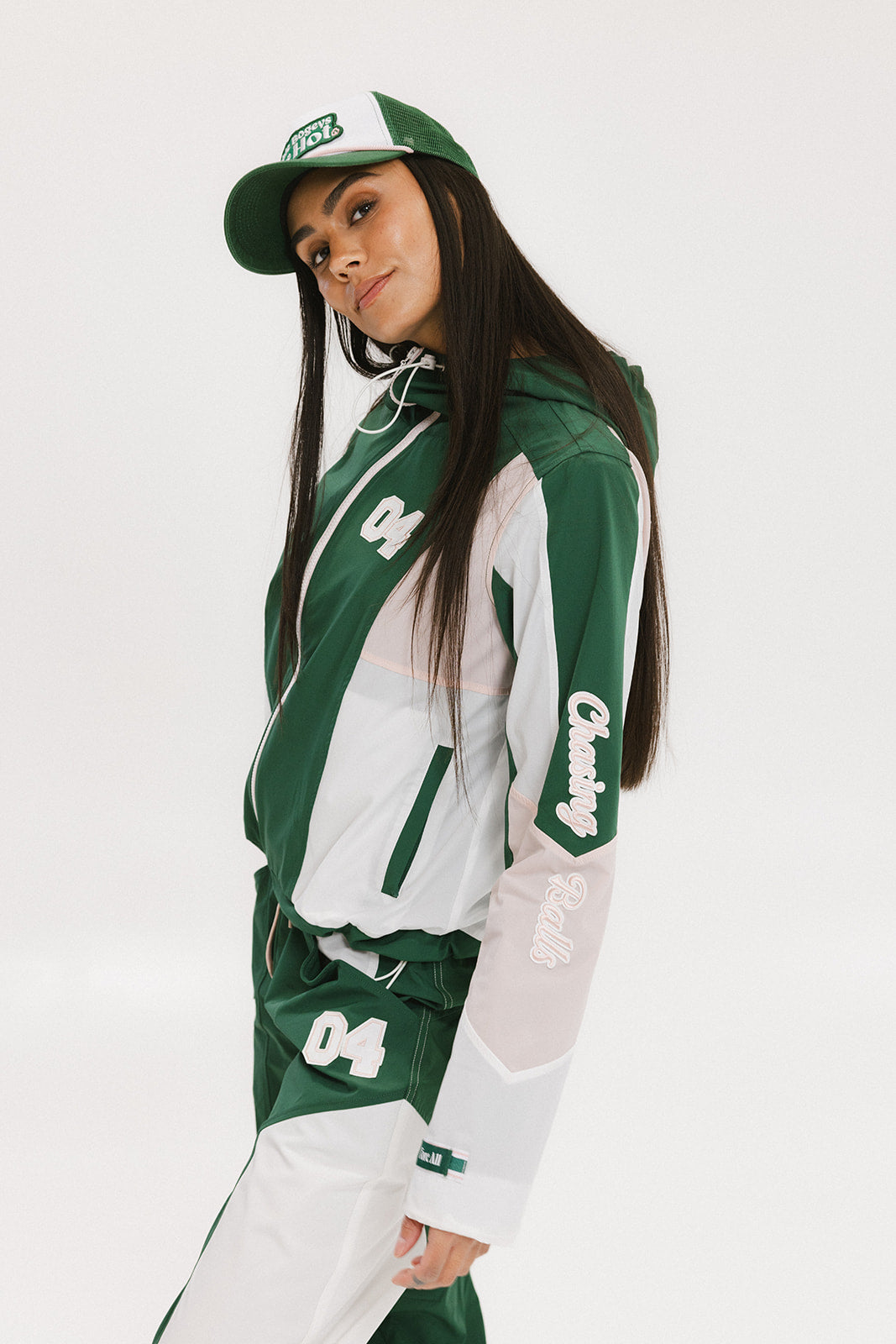 Caitlin Warm-Up Jacket - Green/Pink