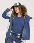 Caitlin Warm-Up Jacket - Indigo/Green