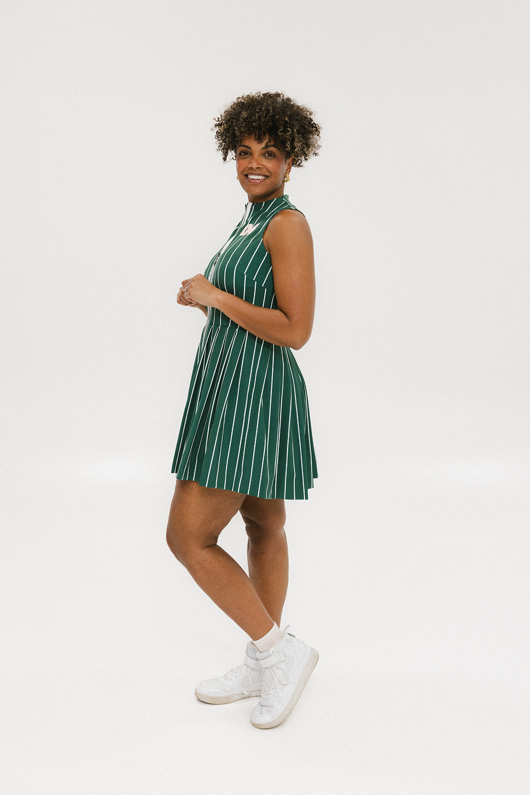 Erin Dress - Pinstripe Green