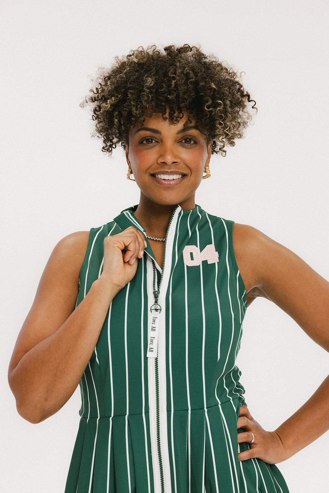 Erin Dress - Pinstripe Green
