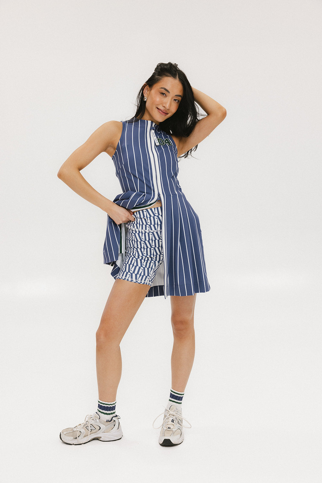 Erin Dress - Pinstripe Indigo