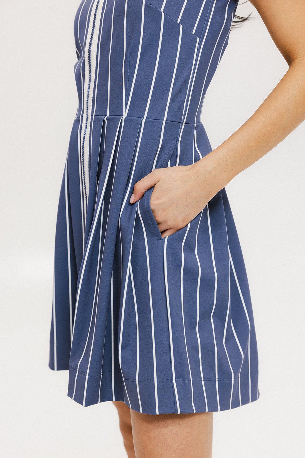 Erin Dress - Pinstripe Indigo