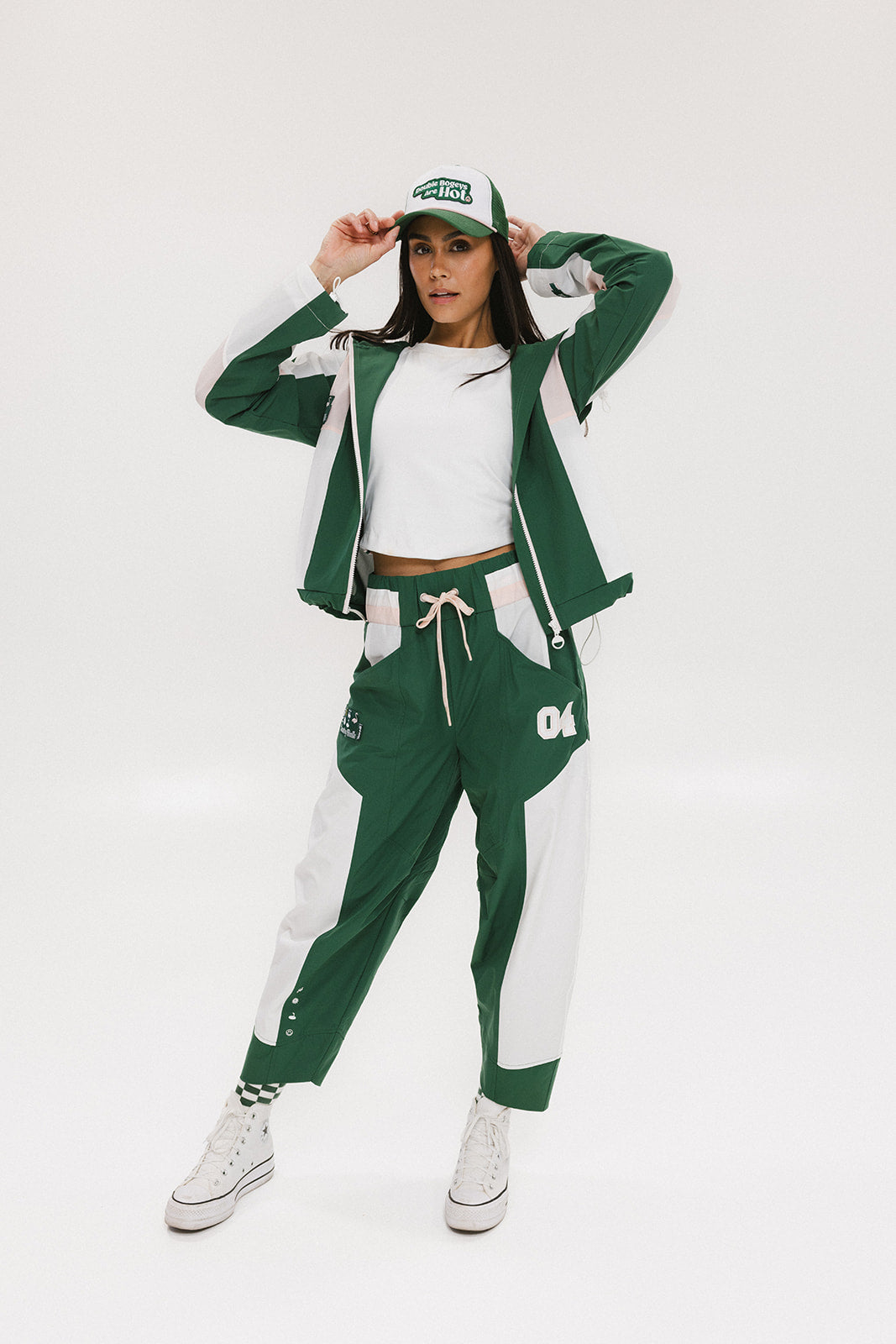 Caitlin Warm-Up Pant - Green/Pink