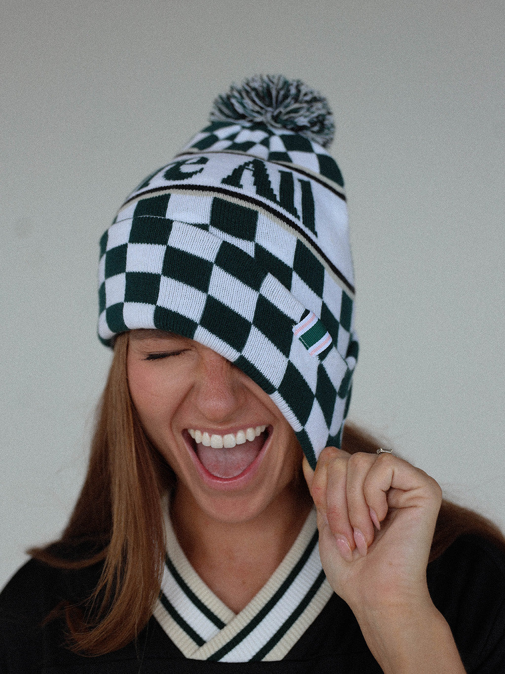 Toques Beanie - Green/White Checkered