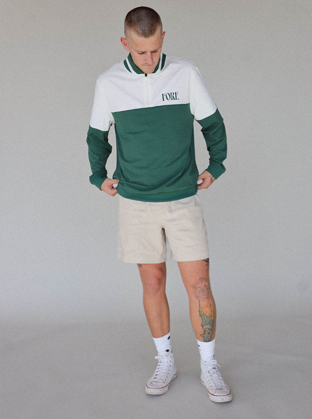 Hamilton Quarter Zip - Green/White