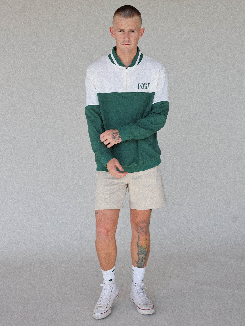 Hamilton Quarter Zip - Green/White