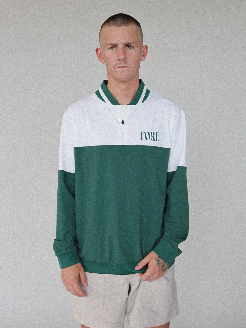 Hamilton Quarter Zip - Green/White