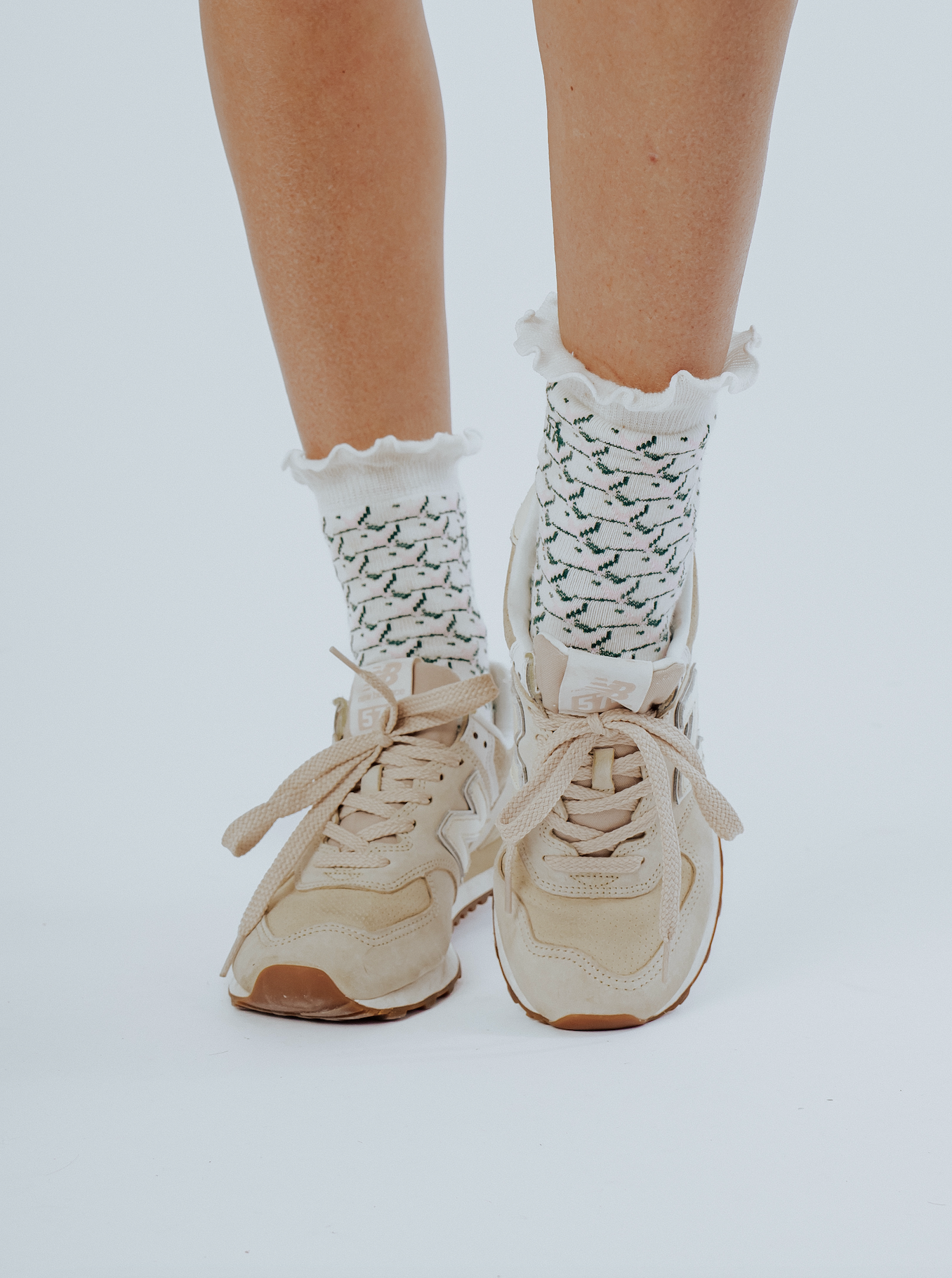 Maude Ruffle Sock - White Flamingo