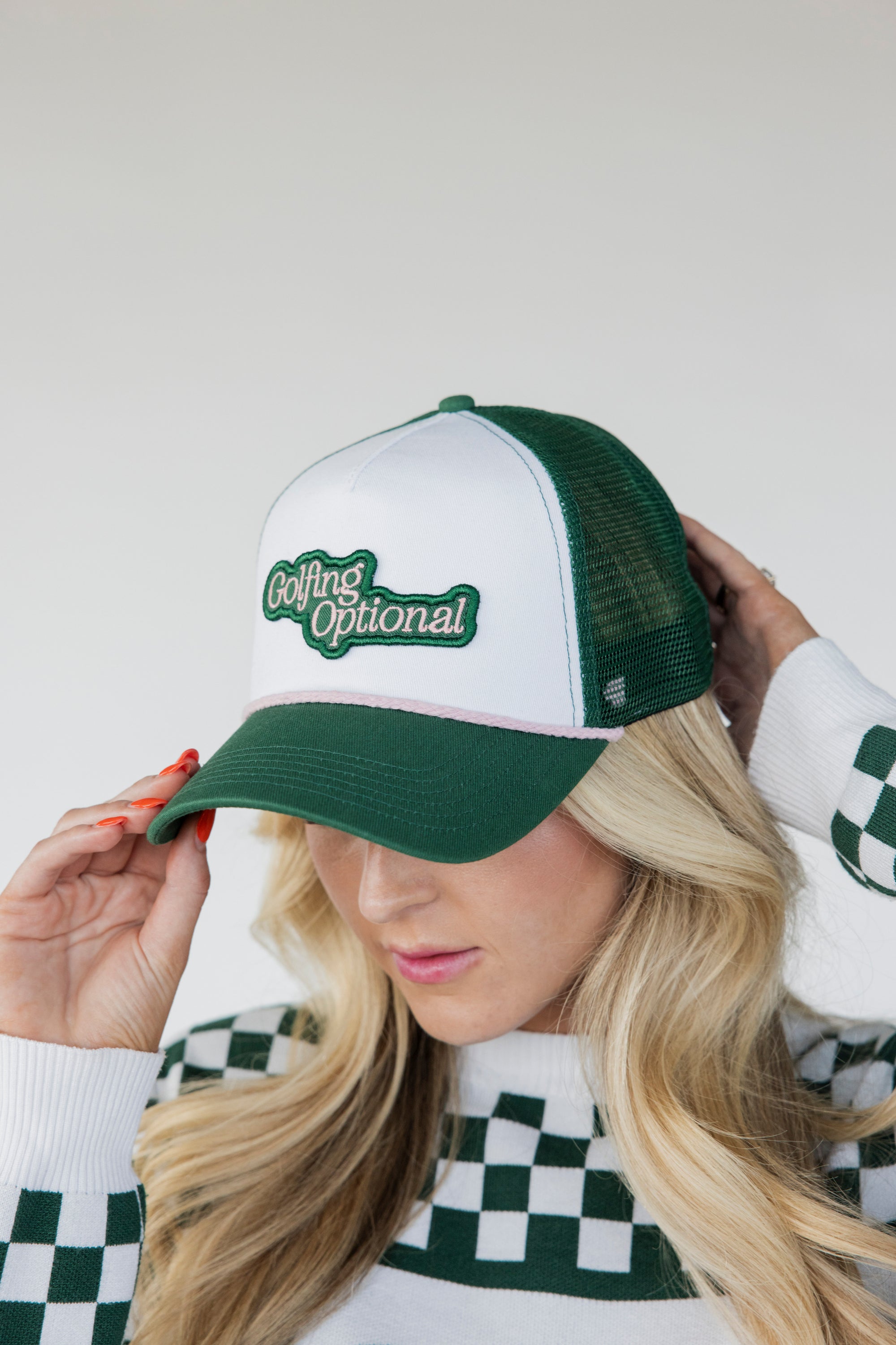 Golfing Optional Hat - White/Green