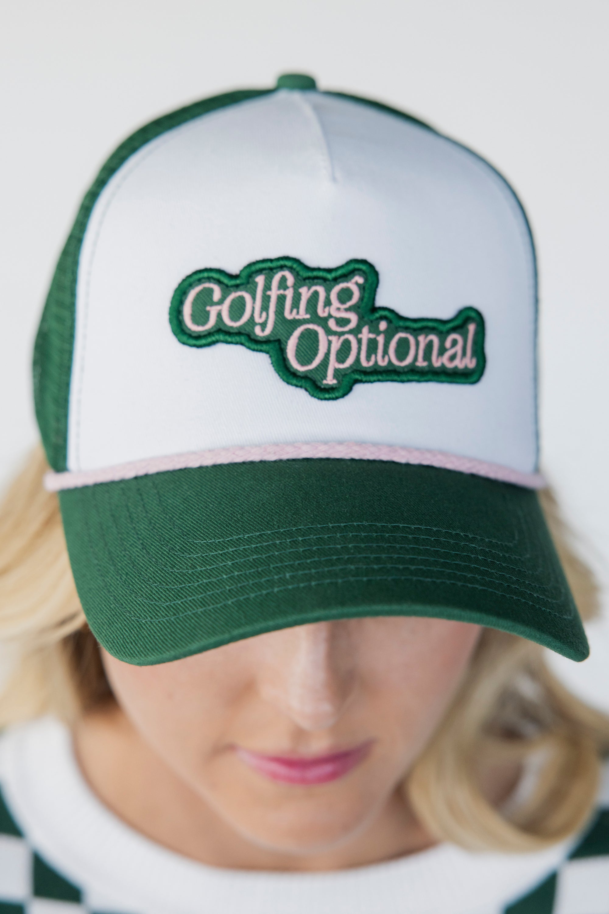 Golfing Optional Hat - White/Green