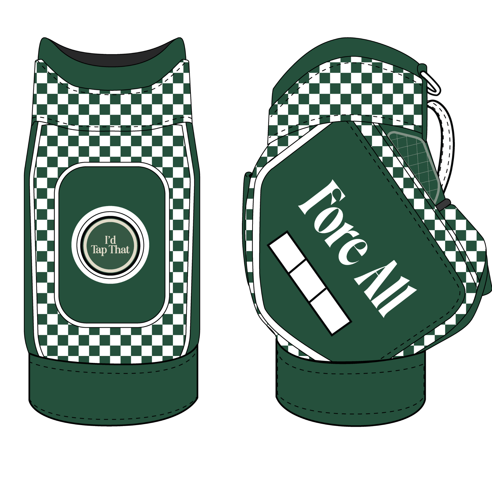 BAG CADDIE - GREEN/WHITE CHECKERED
