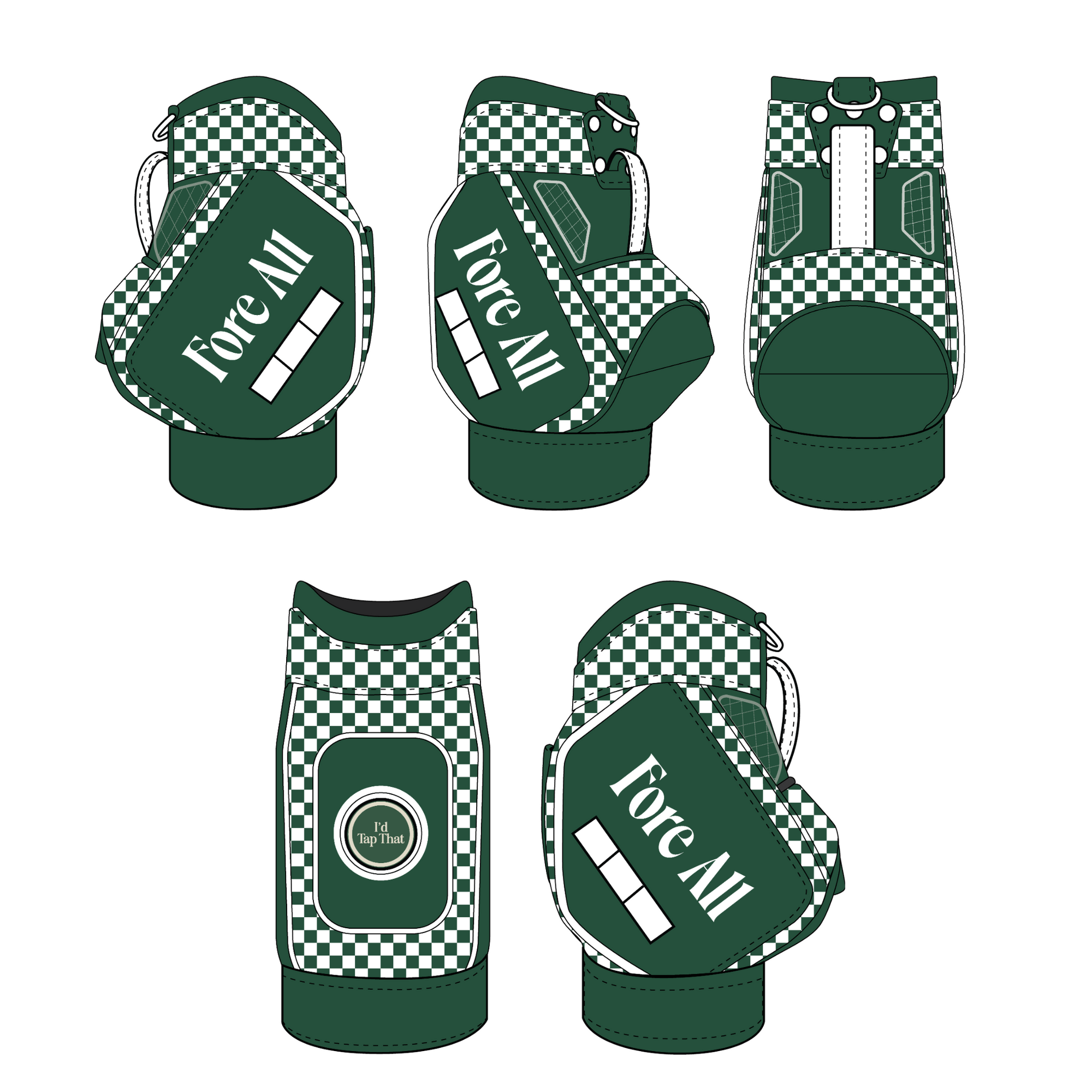 BAG CADDIE - GREEN/WHITE CHECKERED