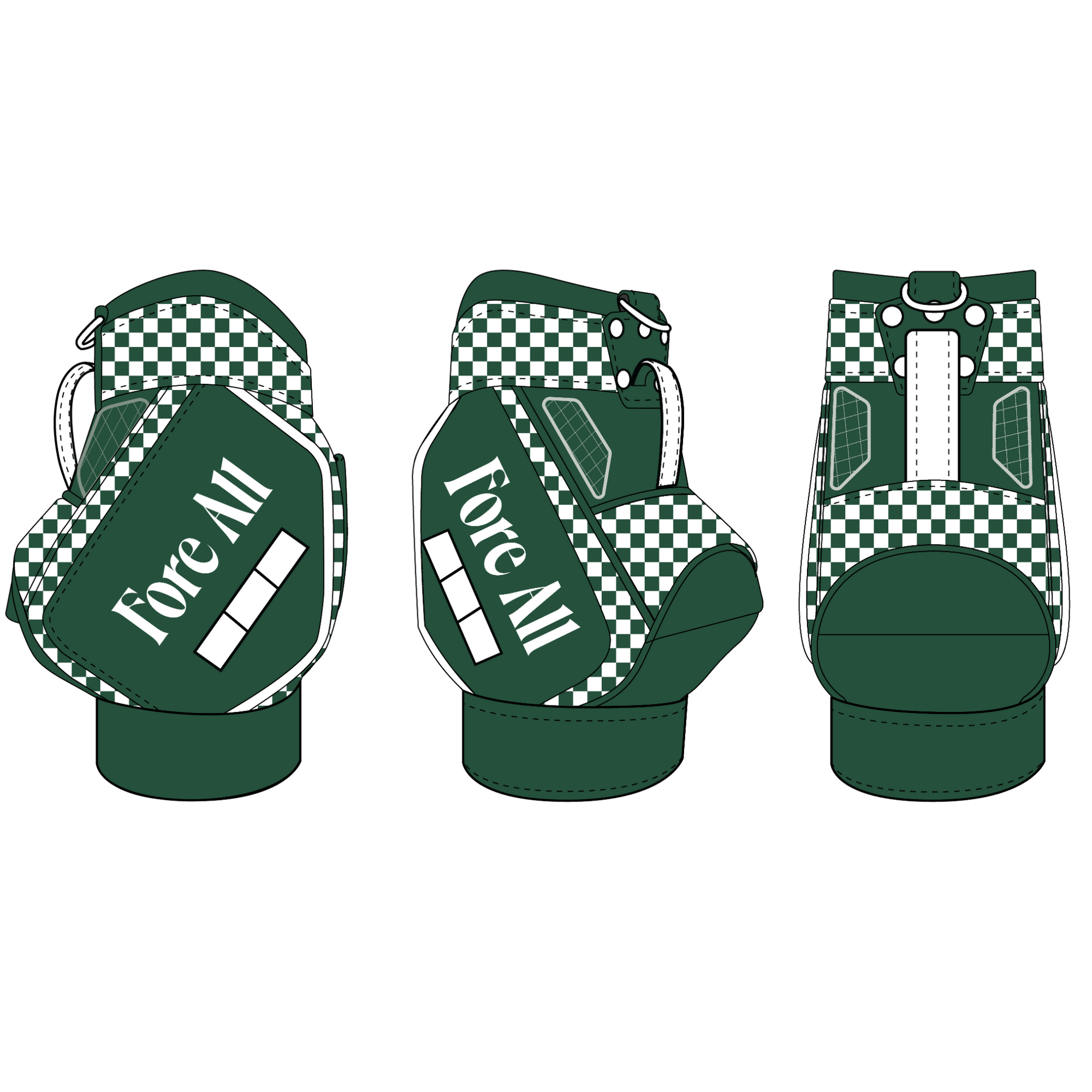 BAG CADDIE - GREEN/WHITE CHECKERED
