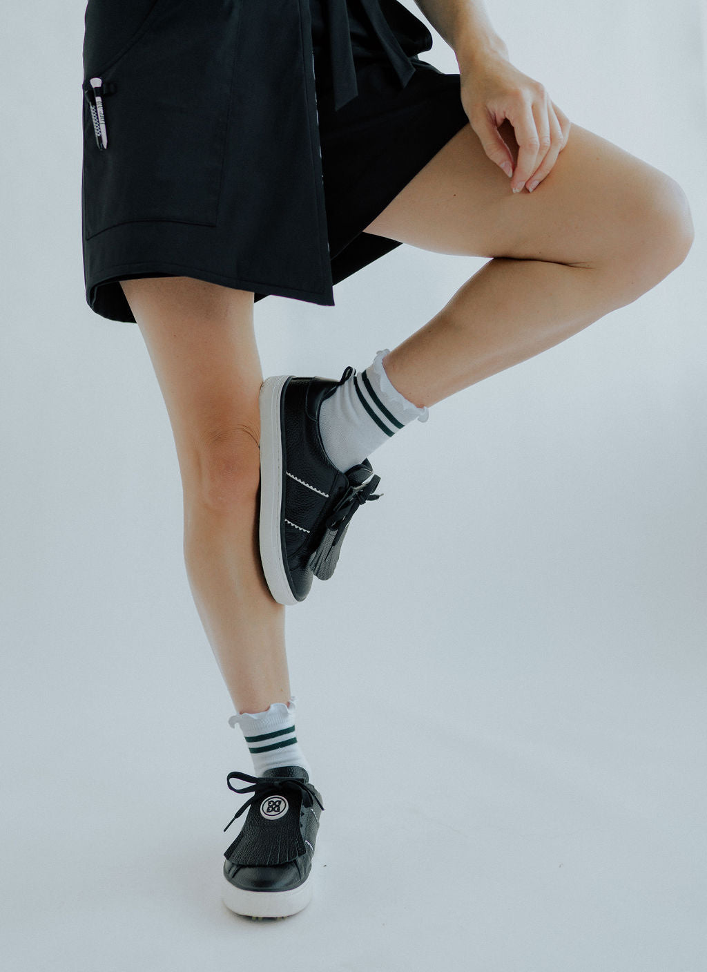 Maude Ruffle Top Socks - Green Stripe