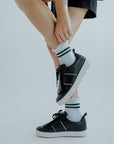 Maude Ruffle Top Socks - Green Stripe