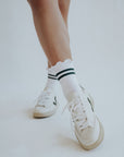 Maude Ruffle Top Socks - Green Stripe