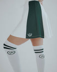 The Shane Knee High Socks - White/Green Stripes