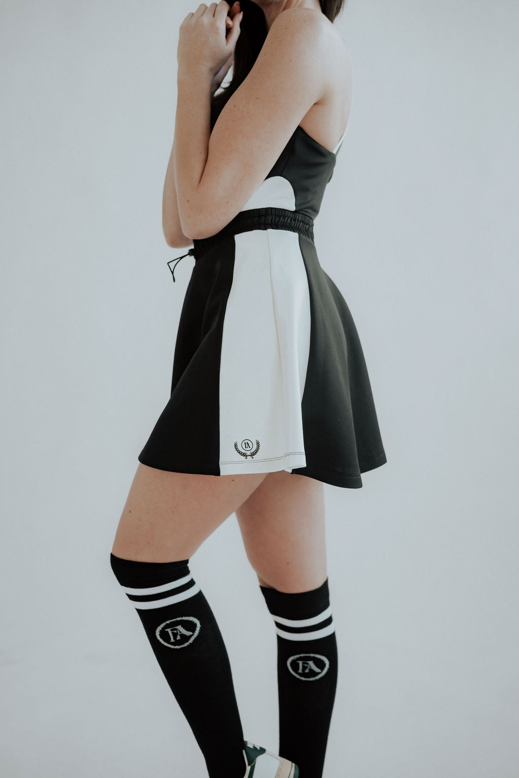The Shane Knee High Socks - White/Green Stripes