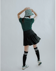 The Shane Knee High Socks - White/Green Stripes