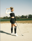 The Shane Knee High Socks - White/Green Stripes
