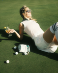 The Shane Knee High Socks - White/Green Stripes