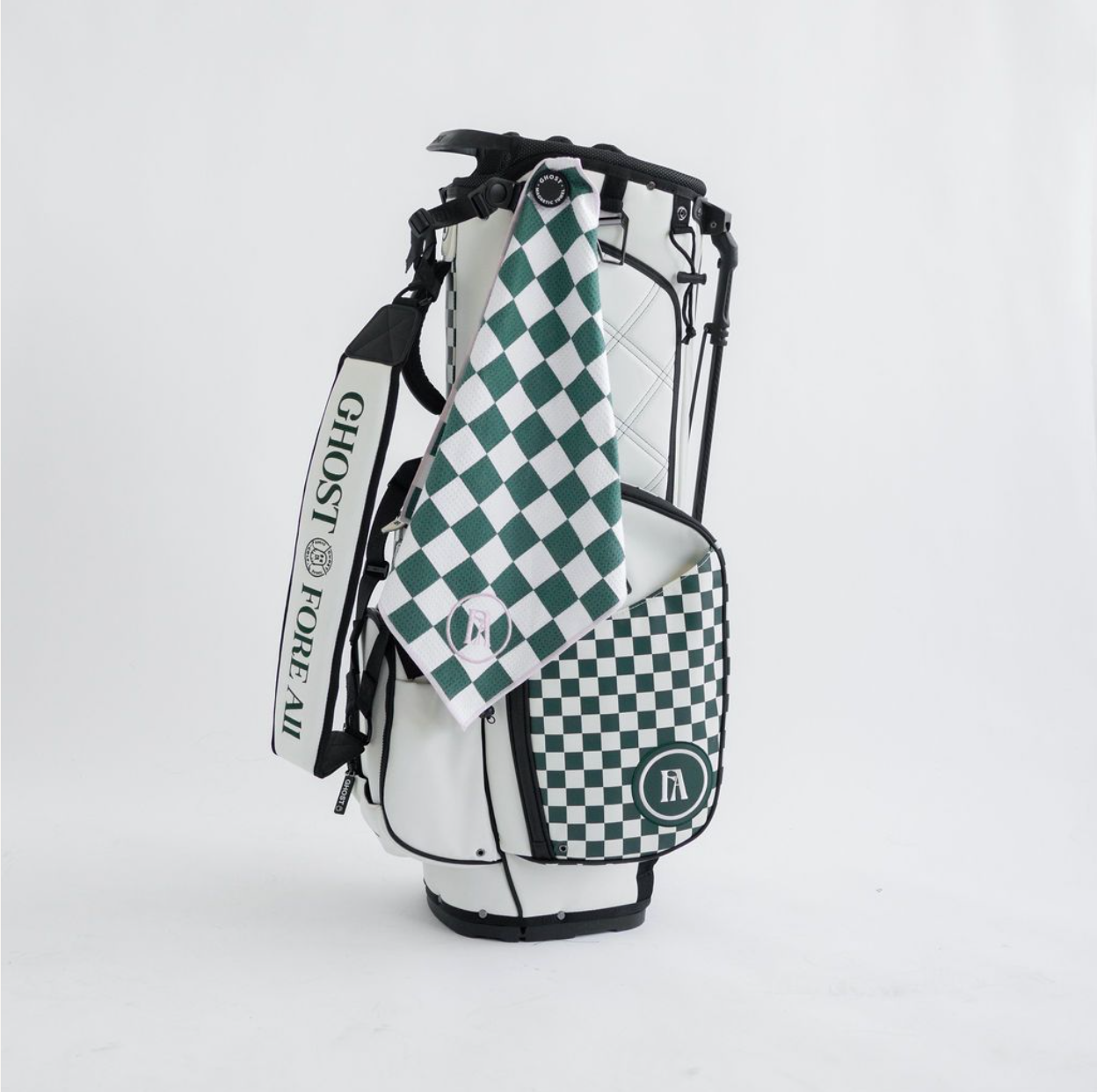 Fore All X Ghost Golf Magnetic Towel - Green Checkered